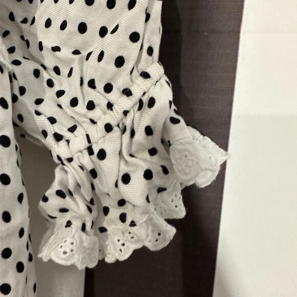 LIL LEMONS FOR LOVE & LEMONS Girls 7Y Polka Dot Dress Organic Cotton Lace Trim - Picture 3 of 7